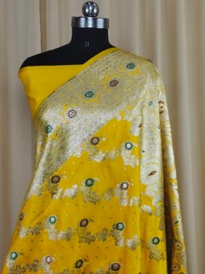 Katan Sartan Silk Saree For Party Purpose In Yellow Colour