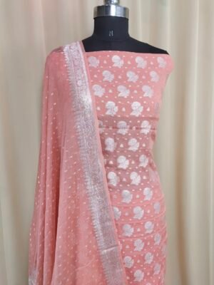 Banarasi Pure Chiffon Silk Pitch Suit With Zari Work