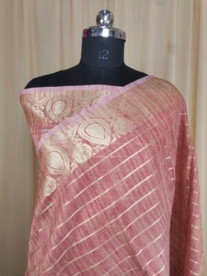 Slub Cotton Saree IN Pitch Colour With Zari Thread Weaving Work
