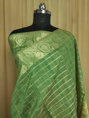 Slub Cotton Saree IN Mahendi Colour With Zari Thread Weaving Work