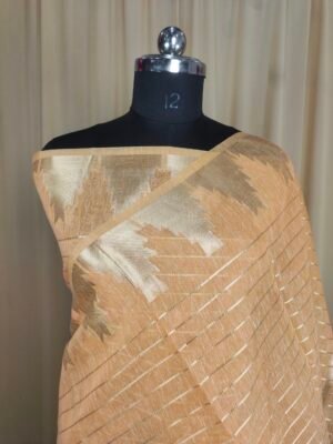 Slub Cotton Saree In Lite Orange Colour With Zari Thread Weaving Work