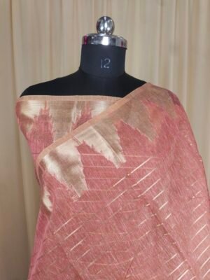 Slub Cotton Saree In Copper Colour With Zari Thread Weaving Work
