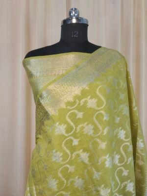 Banarasi Cotton Saree For Party Wear In Mustard Color