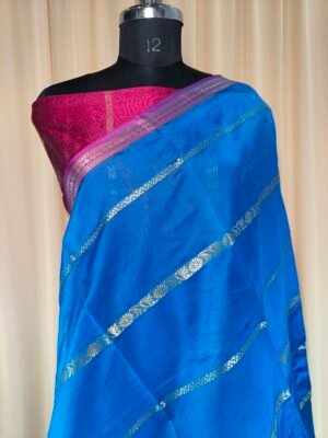 Banarasi Sartan Saree For Party Wear In Blue Color