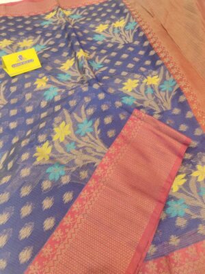 Floral Mina Jaal 2D Saree In Kota Check Fabric