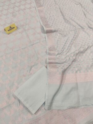 Banarasi Pure Cotton Suits in Zari Jaal In Grey Colour