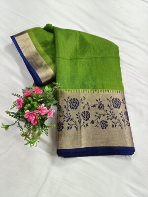 Fancy Banarasi Kora Silk Saree in Designer Contrast Border