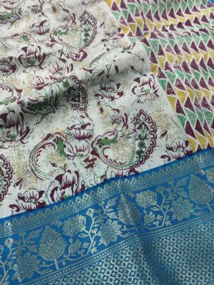 Fancy Digital Print Pure Natural Silk Banarasi Saree