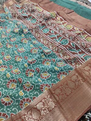 Fancy Digital Print Pure Natural Silk Banarasi Saree