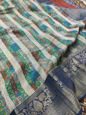 Fancy Digital Print Pure Natural Silk Banarasi Saree
