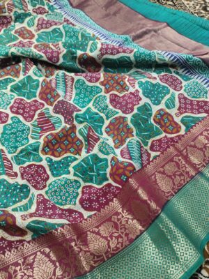 Fancy Digital Print Pure Natural Silk Banarasi Saree