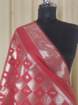 Home Banarasi Silk Dupatta in Traditional Chokra Design