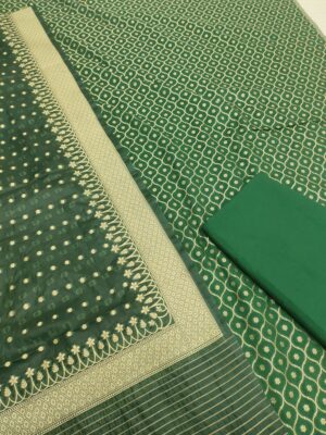 Handloom Style Georgette Silk with Zari Jaal Banarasi Contrast Colour Suits