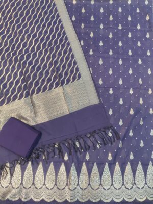 Pure Banarasi Mercerized Cotton Zari Booti Majanta Colour Suits