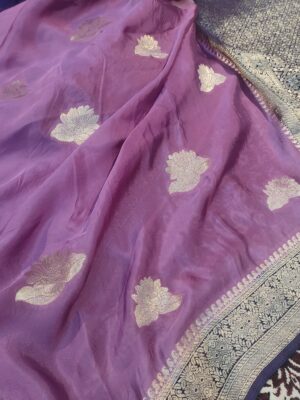 Pure Russian Silk Floral Boota Contrast Colour Combination