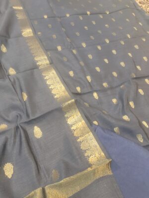 Pure Munga Silk Zari Booti Banarasi Navy Blue Colour Suits