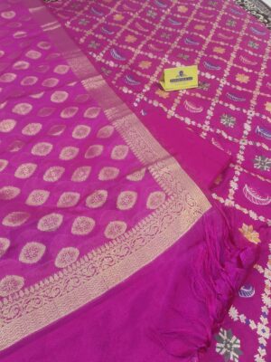 Handloom Style Silk with Zari Booti Banarasi Pink Colour Suits