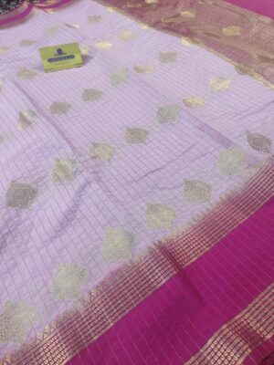 Zari Boota Soft Cotton Banarasi Saree with Contrast Border Pallu