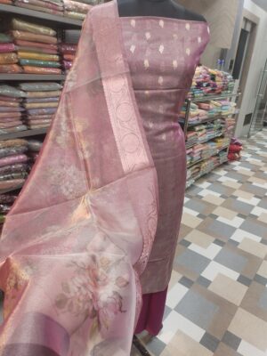 Tissue Silk Soft Banarasi Suit With Floral Print Duppata