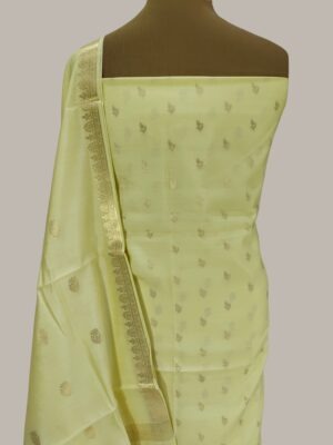 Pure Chinya Silk Zari Booti Banarasi Pista Colour Suits