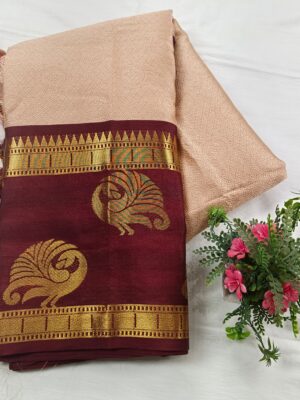 Zari Dual Boota Skirt Border & Tanchui Self Body Banarasi Saree