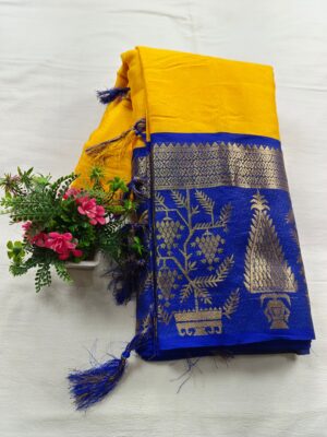 Zari Tree Boota Skirt Border & Tanchui Self Body Banarasi Saree