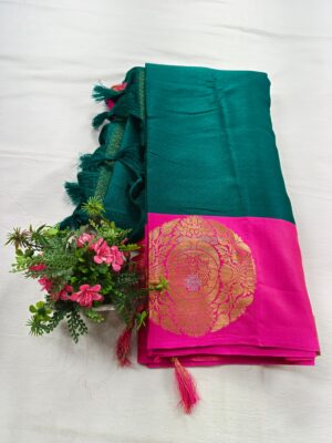 Zari Gola Boota Skirt Border & Tanchui Self Body Banarasi Saree