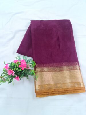 Banarasi Soft Kora Silk Contrast Border Pallu Saree