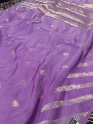Stripe Skirt Border Fancy Desgin Semi Silk Banarasi Saree