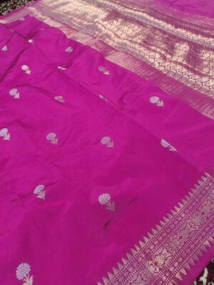 Floral Meena Boota Body Zari Border Banarasi Semi Silk Saree