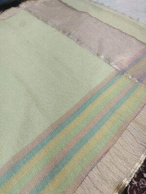 Rainbow Skirt Crush Soft Tissue Lace Border Pallu Banarasi Saree