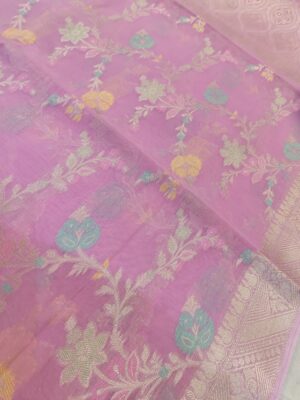 Banarasi Pure Cotton Floral Meena Floral Jaal saree