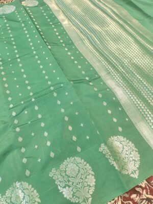 Floral Gola Skirt Boota & Small Booti Saree With Contrast Blouse