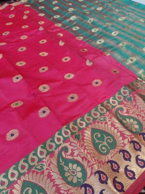 Home Katan Feel Silk Meena Boota & Pathani Skirt Boder Banarasi Saree