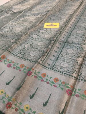 Brocade Zari Worm Silk Banarasi Saree With Pathani Skirt Heavy Border