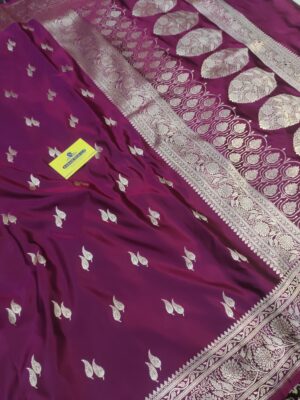 Mashru Silk Couple Booti Wine Colour Wedding Saree