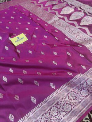 Banarasi Kattan Feel Mashru Silk Booti Majanta Colour Wedding Saree
