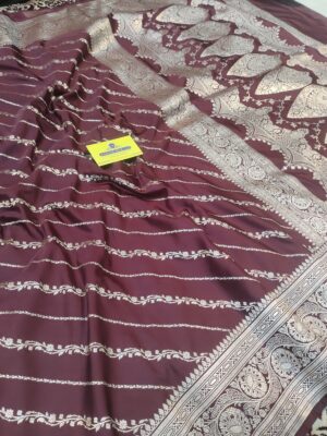 Home Mashru Silk Line Jaal Brown Colour Wedding Saree