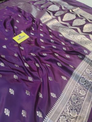 Home Banarasi Kattan Feel Mashru Silk Pan Booti Uda Colour Wedding Saree