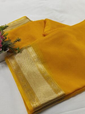 Banarasi Soft Kora Silk Zari Border Pallu Saree